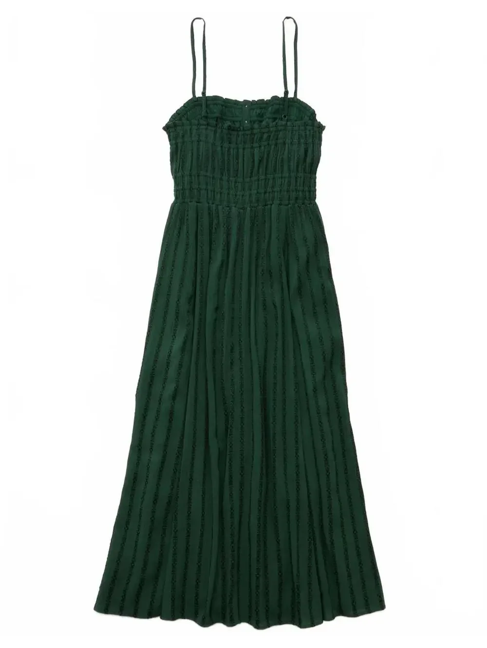 AE Ruched Button-Up Midi Dress American Eagle Green Black Small
